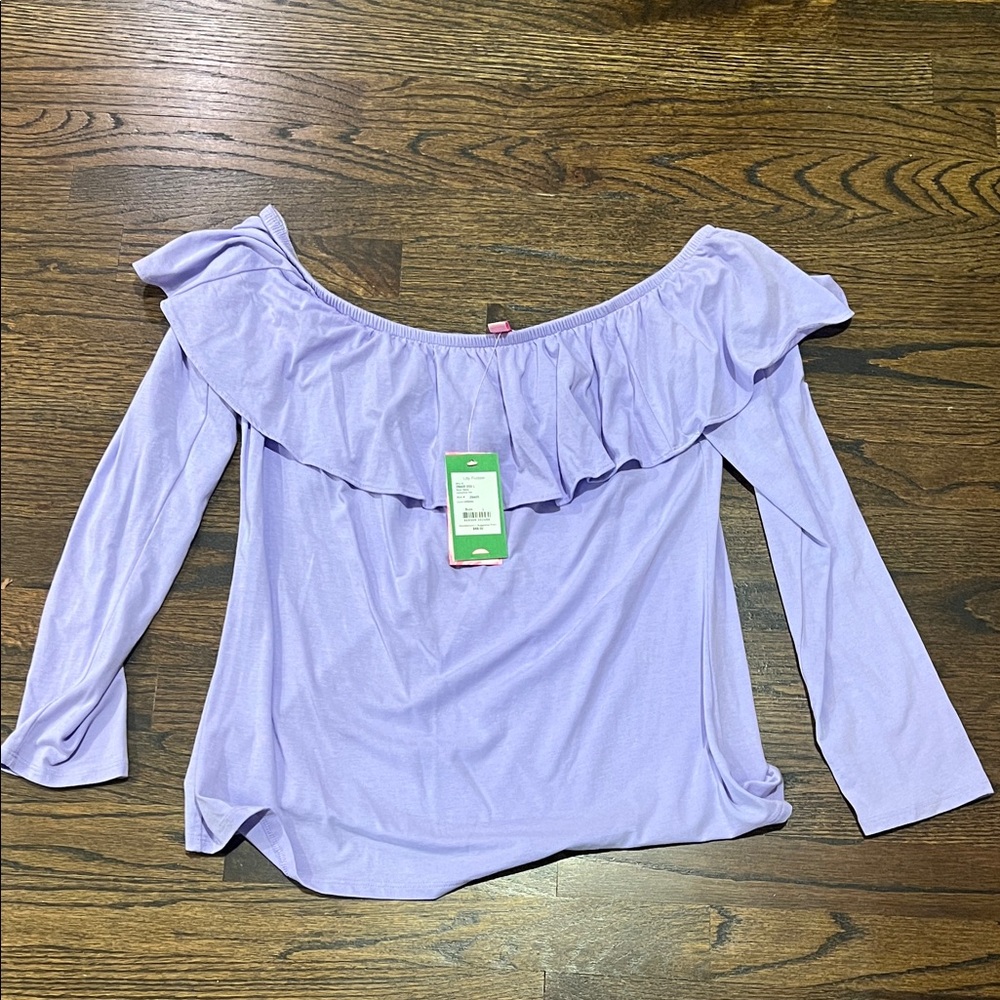 Lilly Pulitzer Lavender Off-Shoulder Ruffle Top